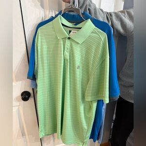 5 set of varying green and blue golf polos all size XL
